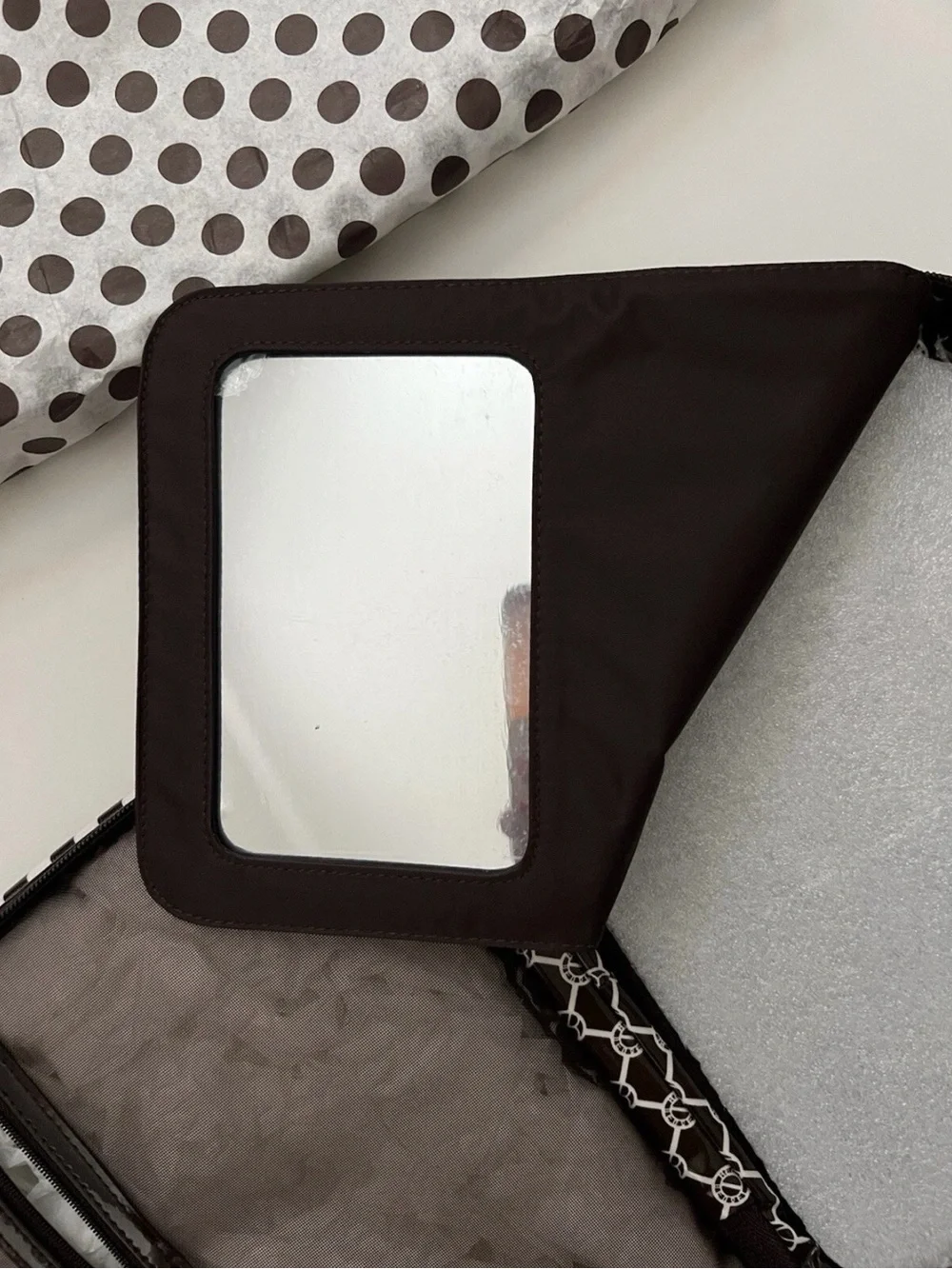 Henri Bendel Brown & White centenial Stripe Cosmetic/brush Case